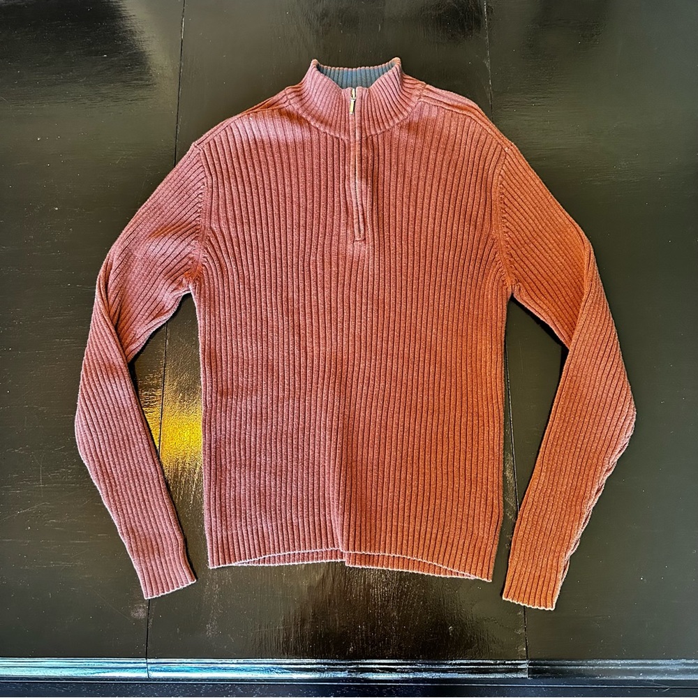 vintage Retro Levi’s Red Tab Corduroy Medium Sweater Brown Tight 1/4 Zip